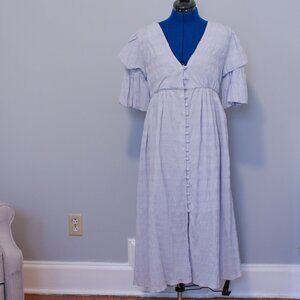 Blue Cottage Core Midi Button Up